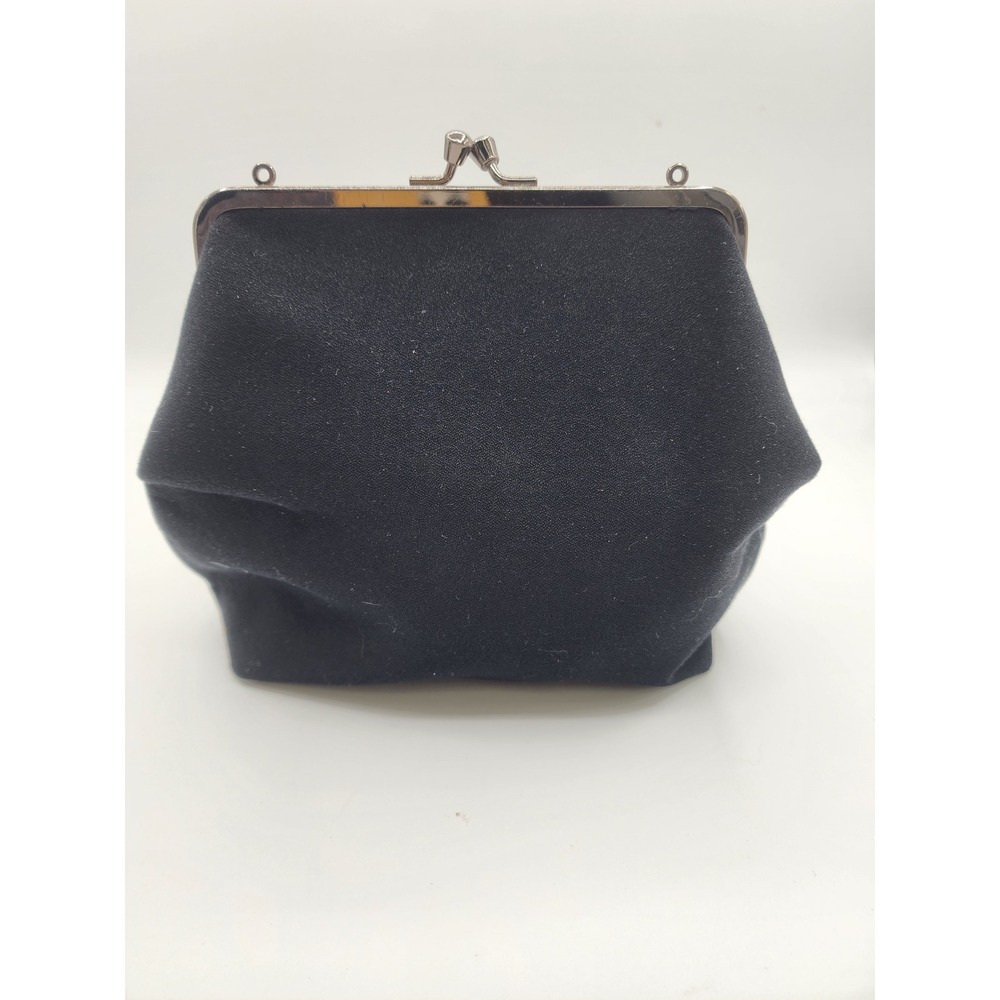 Mondani Black Fabric Kiss Lock Frame Clutch Evening Bag One Size